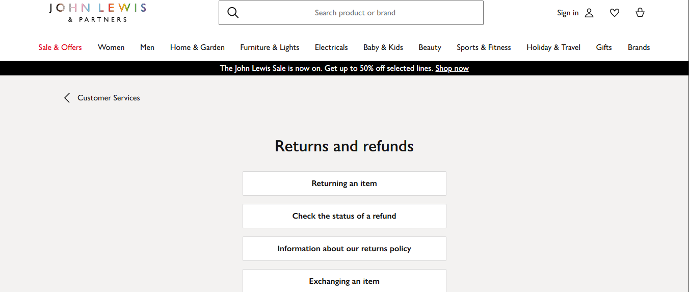 John Lewis Returns
