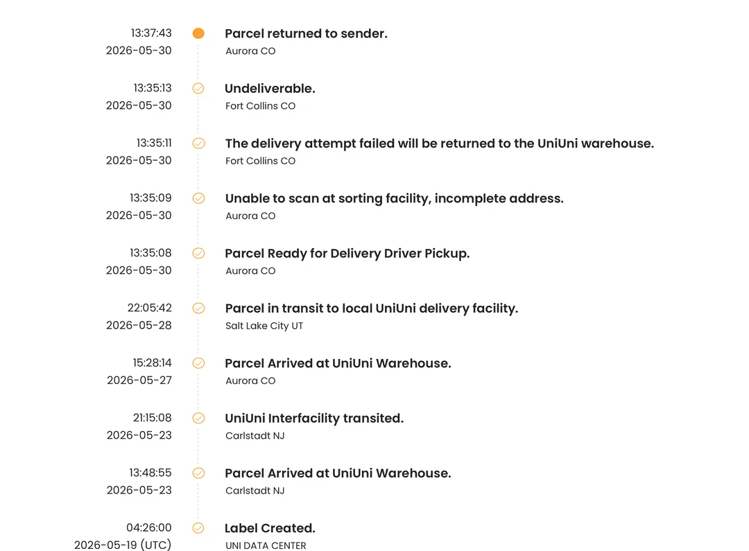 UniUni Tracking Statuses