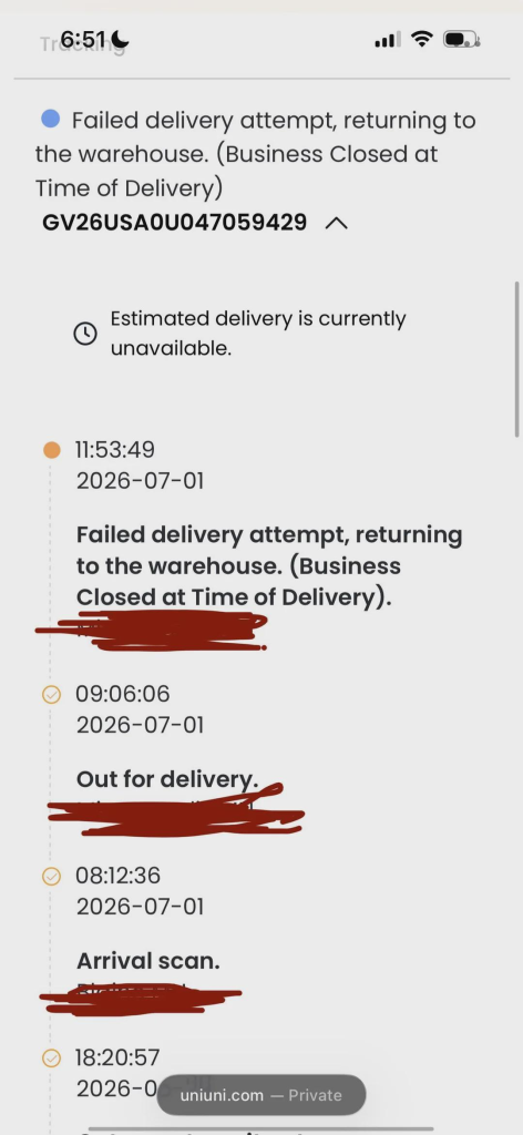 Out for delivery meaning on UniUni
