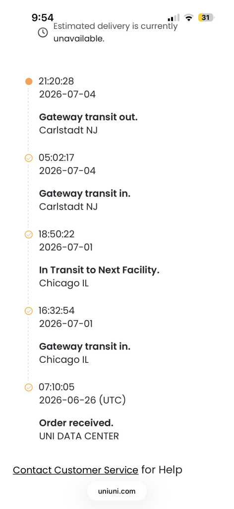 UniUni Gateway Transit in status